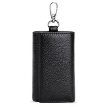 Чехол для ключей, кожаная сумка, Автомобильный ключ, кошельки, модные держатели унисекс, брелок на молнии для ключей, для женщин и мужчин, чехол, высокая емкость, черный, Новинка