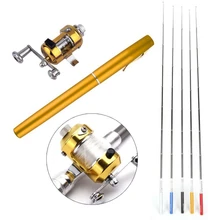 

outdoor fishing portable Pocket Telescopic Mini Fishing Rod Shaped Pen Folded Fishing Rod With Spool Wheel