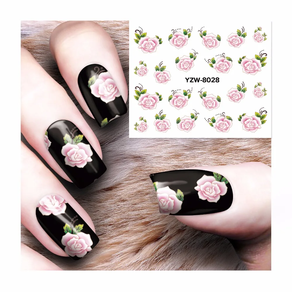 

WUF 1 Sheet Water Transfer Nail Art Sticker Decal Foil Adhesive Nails Tips Nail Decoration Makeup Tools 8028