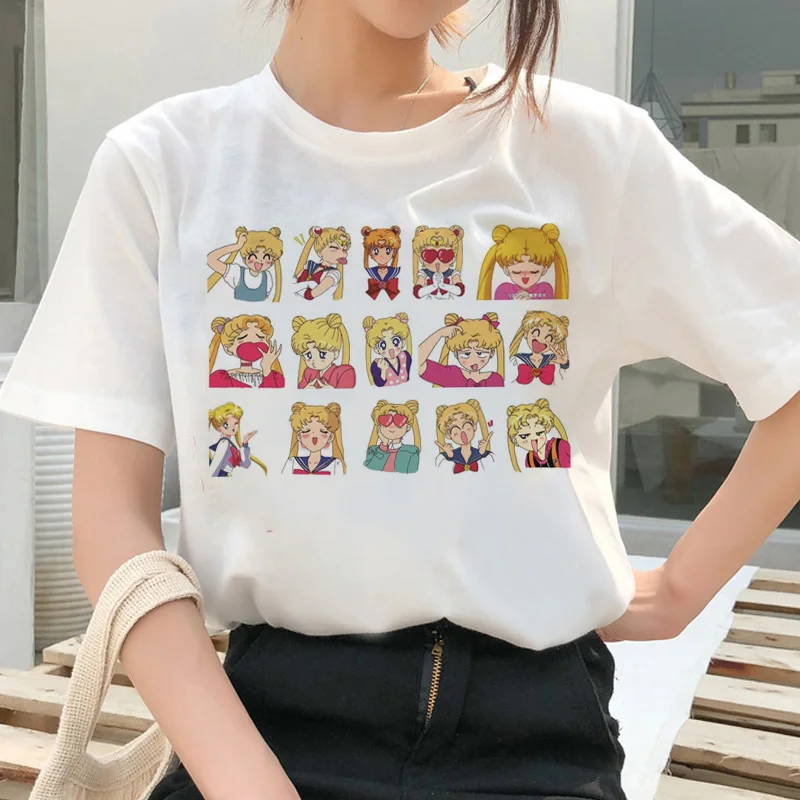 

Sailor Moon Summer Fashion T Shirt Women Harajuku Ulzzang korean Funny T-Shirt Cute Cat Tshirt Cartoon Female clothes grunge