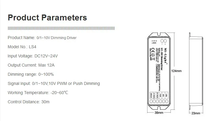 Новинка, ls4 milight 0/1 ~ 10 В светодио дный переключение фар на ближний свет DC12V-24V ШИМ или Регулятор яркости сигнала Вход светодио дный контроллер