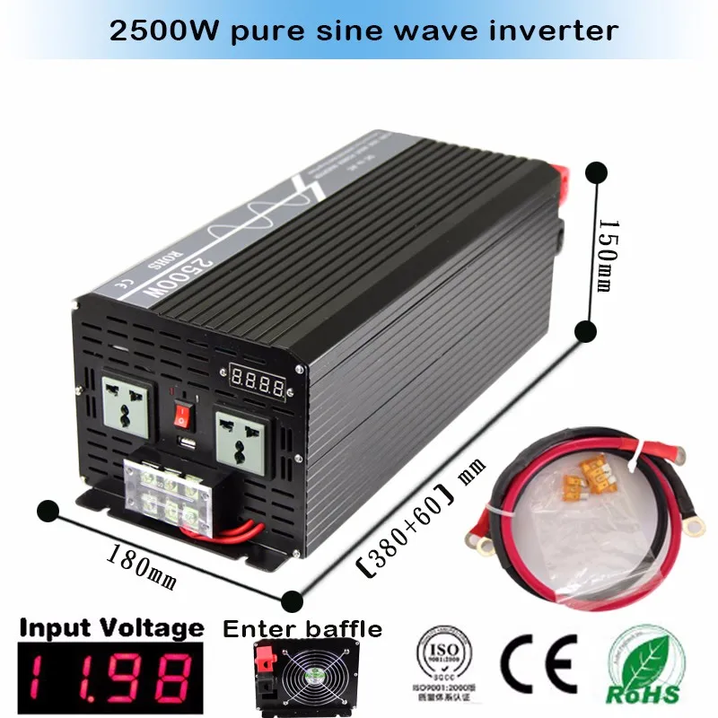

we are factory 2.5kw 24v 110v dc to ac pure sine wave inverter 2500W