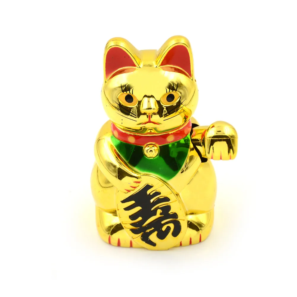 

Feng-Shui Lucky Maneki Neko Home Decor Welcome Waving Cat sculpture statue Chinese Lucky Wealth Waving Cat Gold Waving Hand Cat