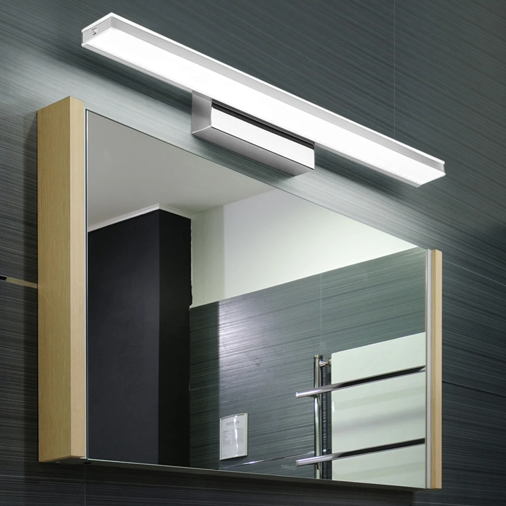 Нержавеющей простой светодиодный современный настенный светильник 42 см 52 см Водонепроницаемый акриловые настенный макияж Ванная комната светодиодный зеркало спереди свет бра