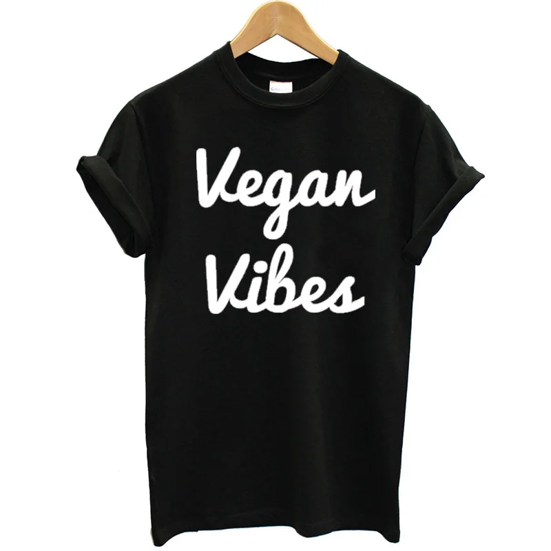 2018 Новое поступление футболка женская письмо Vegan Vibes печатная забавная с коротким