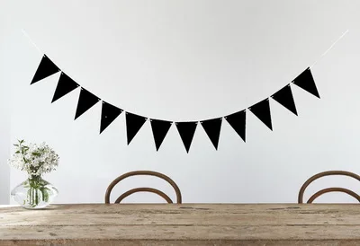 12 Flags Black Gold Babyshower Paper Garlands Birthday Banners Bunting Baby Shower Wedding Garland Flags Party Decoration - Цвет: black