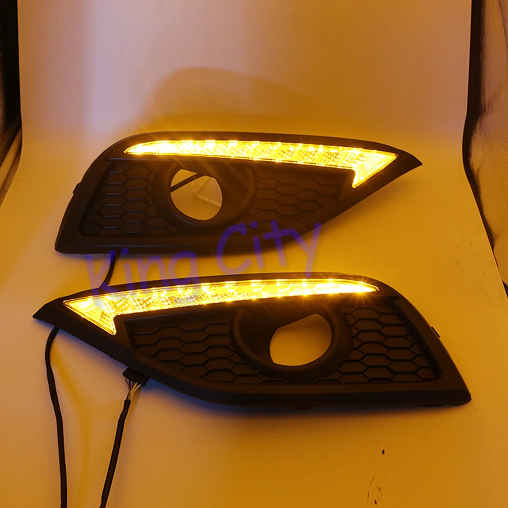 CAPQX 1 пара для CR-V CRV 2012- Автомобильный мигающий светодиодный дневной ходовой светильник DRL для вождения противотуманная фара Дневной светильник с желтым поворотником