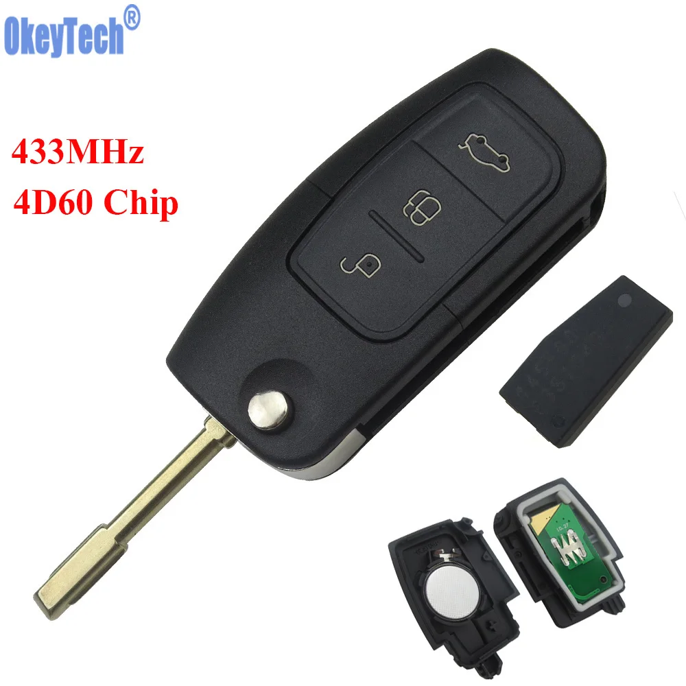 OkeyTech 3 кнопки 433 МГц 4D60 чип бесключевой доступ Fob Автомобильный Дистанционный ключ