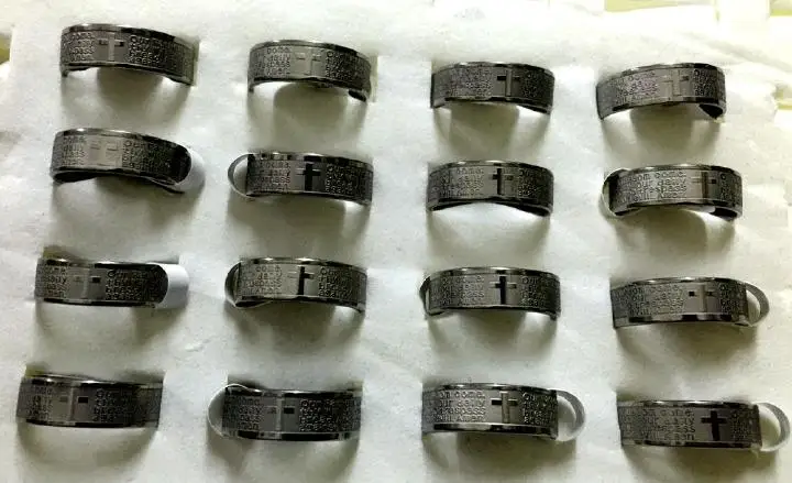 

30 rings stainless steel cross style english rings wholesale lots US 8-13