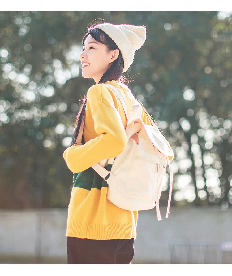 Белый желтый рюкзак женский Стильный Холщовый Рюкзак Школьная Сумка для девочки-подростка одноцветная дорожная сумка рюкзак на шнурке Mochila