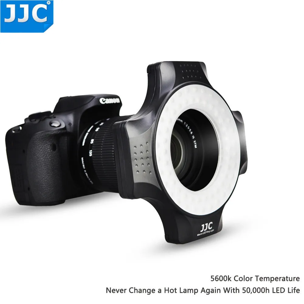 Светодиодная Кольцевая вспышка JJC для макросъемки Sony Canon Nikon Olympus Pentax SLR/DSLR камеры 49