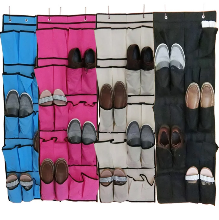 

Best Sale 20 Pockets Non-Woven Fabric Hanging Storage Bag Door Holder Home Shoes Organizing Bag with Hooks Space Saver Organizer