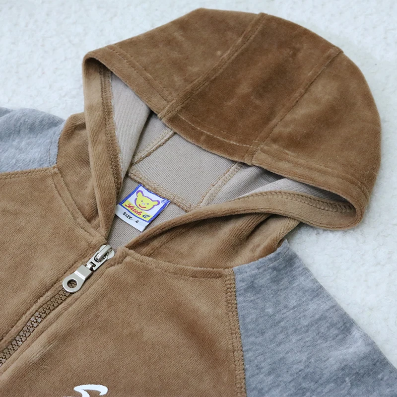 Goedkoop Kinderen Velours Kleding Set Hoodie Lange Mouwen Rits Tops + Lange Broek 2 stuks set Baby Kleding Jongens 4 tot 7 jaar Kostuum 2019
