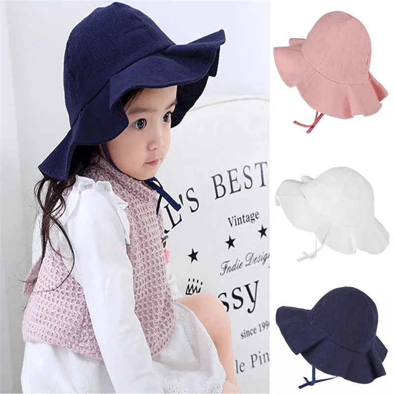 

PUDCOCO Cute Baby Solid Sun Hat Summer Beach Hat Adjustable Bucket Cap Fashion Casual Newborn Toddler Kids Girls 0-4 Years