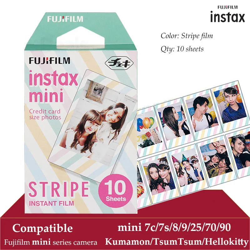 Пленка Fujifilm Instax Mini в полоску 10 листов для 9 8 + 7s 70 90 25 мгновенная полироидная камера