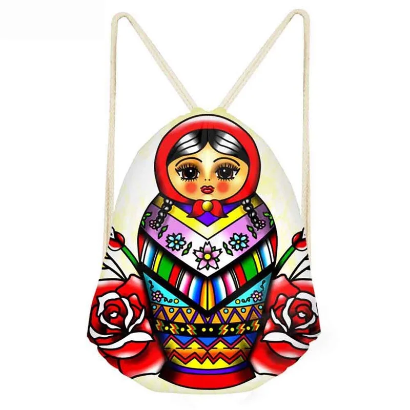 Рюкзак для куклы-матрешки, сумка на шнурке, пляжный рюкзак, Mochila Cuerda Infantil, женская сумка для обуви, Gorijuss, маленькая девочка, русская кукла - Цвет: As Pictures
