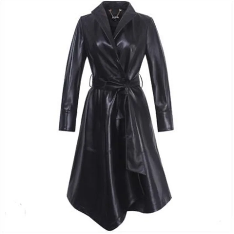 Высококачественное Женское пальто-Пыльник из овечьей кожи, Осеннее кожаное пальто, новинка, европейский стиль, на заказ, женская одежда, гарантия качества K2828