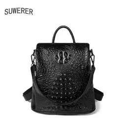 2019 новая женская сумка из натуральной кожи известный бренд натуральная кожа женский рюкзак модный крокодиловый узор женский кожаный