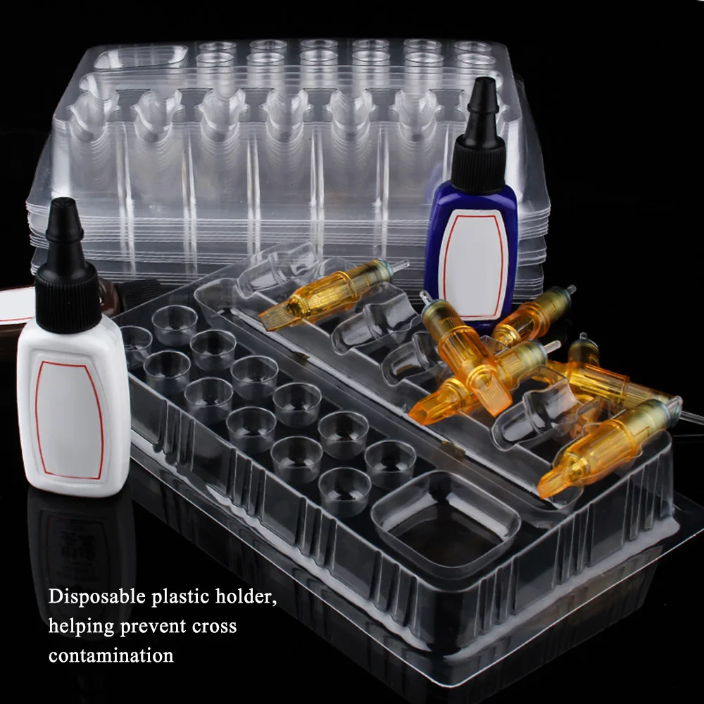 20Pcs Disposable Plastic Tattoo Cartridge Needle Holder Stand Tray