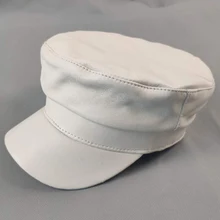 Оригинальная модная шляпа Классическая красивая шляпа из натуральной кожи для мужчин и женщин из натуральной овчины темно-синяя Кепка черный кремово-белый