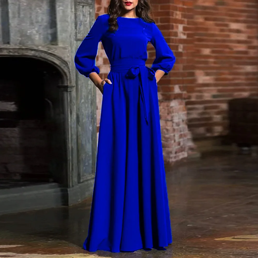 

Women Boho Long Sleeve Long Maxi Evening Party Beach Dress Sundress mono verano vestidos juveniles mujer beach cover ups 2019