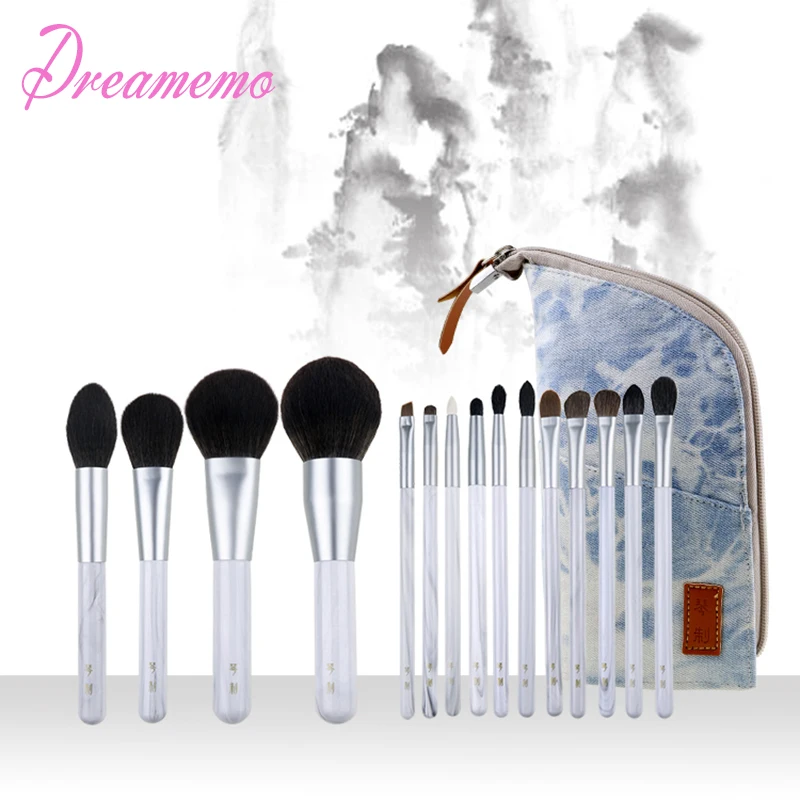 

Dreamemo Marble Makeup Brushes With Bag Good Quality Cosmetic Tools 15 pcs Make Up Brushes Set
