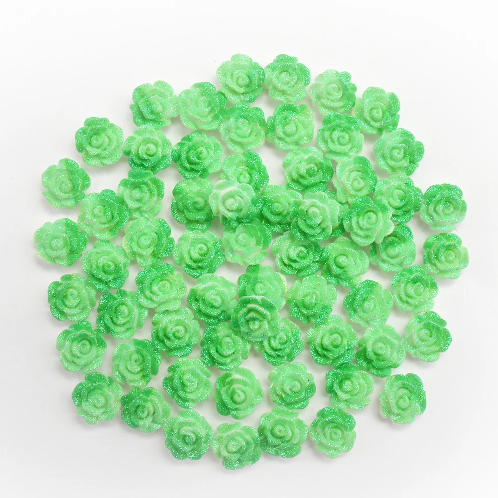 50pcs 10mm Glitter Two-tone Flower Flatback Resin DIY Scrapbook Craft Embellishments Phone Decor Headwear Accessories 80002131