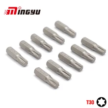 10 шт. 1/" с фокусным расстоянием 25 мм Torx T30 отвертка набор ремонтных инструментов Набор отверток с шестигранным хвостовиком сверло для Мощность бытовые ручные инструменты