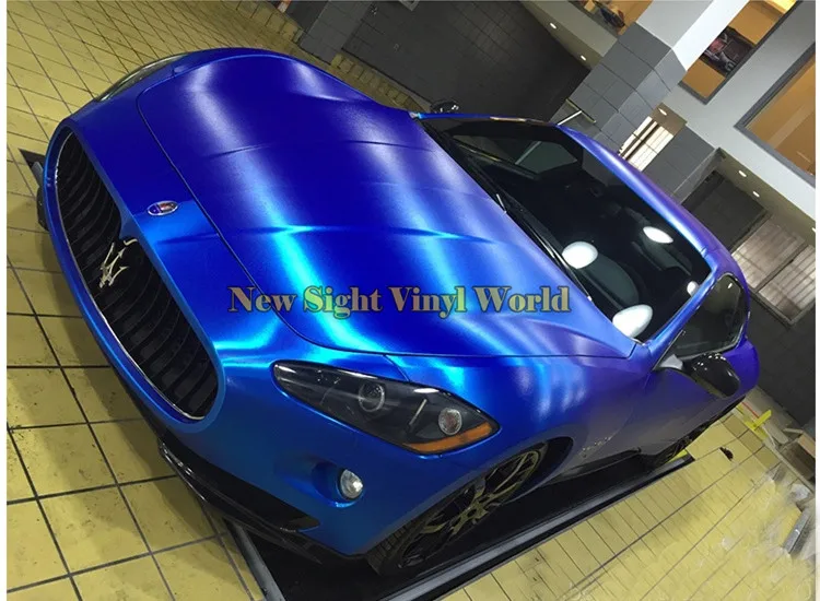

High Quality Matte Chrome Brushed Blue Vinyl Wrap Film Bubble Free For Car Wrapping Size:1.52*20M/Roll