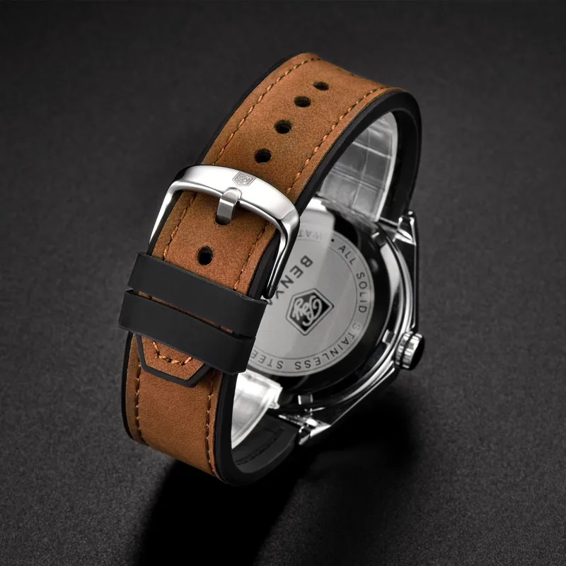 BENYAR Fashion Quartz Men Watch Top Brands Luxury Stainless Steel Military Waterproof Clock Leather gift watch Relogio Masculino