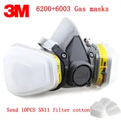 3 м 6200 + 6003 респиратор, противогаз подлинной безопасности 3 м защитная маска против сероводород gasmaske добавить фильтр хлопок