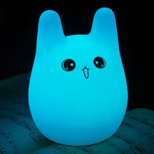 Перезаряжаемые огни Светодиодный Ночник Дети лампа многоцветный Силиконовый мягкий детский чувствительный контроль прикроватная лампа 7 цветов