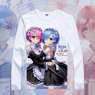 015 Re: Zero kara Hajimeru Isekai Seikatsu футболка аниме Emilia Rem Косплэй футболка с персонажами из мультфильмов школьные рубашки футболки для девочек - Цвет: 015
