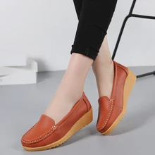 Женская обувь на плоской подошве; удобные лоферы без застежки; женская обувь из натуральной кожи; мягкая обувь для медсестры; женские низкие водонепроницаемые мокасины; Милая обувь