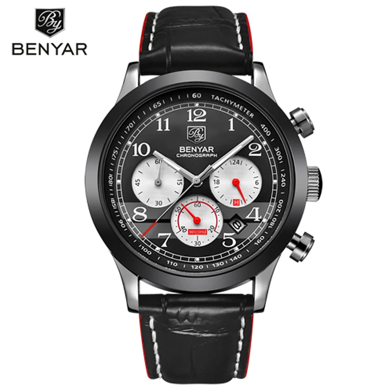BENYAR Reloj Hombre Роскошные Кварцевые часы с секундомером мужские спортивные наручные