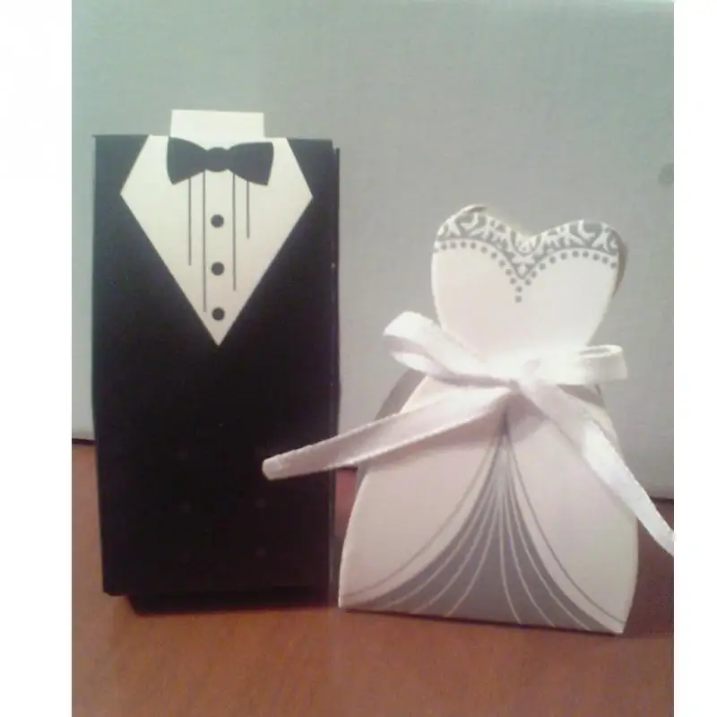 Лидер продаж 50 шт./компл. свадебные подарки чехол Невеста и смокинг жениха платье ленты Свадебный коробка конфет Свадебная вечеринка Декор