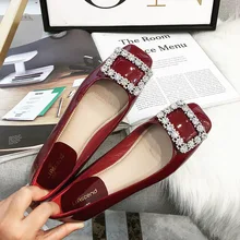 Г., новая осенняя модная однотонная обувь на плоской подошве женская мягкая и удобная элегантная повседневная обувь со стразами