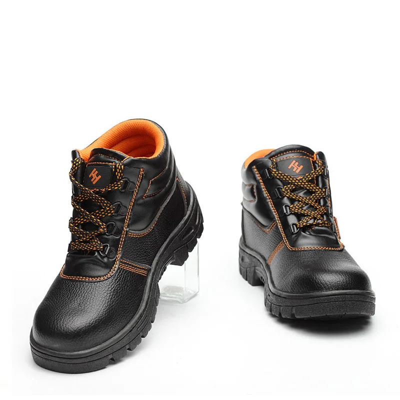 

Men's Steel Toe Safety Work Shoes Ankle Boots PU Leather Rubber Sole Puncture-proof Protective Boots Outdoor Working Hiking
