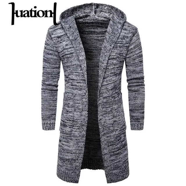 Huation 2018 Men Winter Warm Sweater Long Cardigans Mens Hooded Outwear Coat Knitted Sweaters Male Thick Jackets blusa masculina