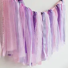 Ручной работы галстук-бабочка баннер ленты овсянка романтическое свадебное фатиновое баннер для вечеринки в честь Дня Рождения украшения Модное детское платье из розового кружева гирлянда