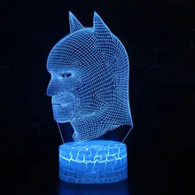 Супер Бэтмен тема 3D лампа светодиодный Ночной светильник 7 цветов изменить Touch Настроение лампы Новогодний подарок Dropshippping