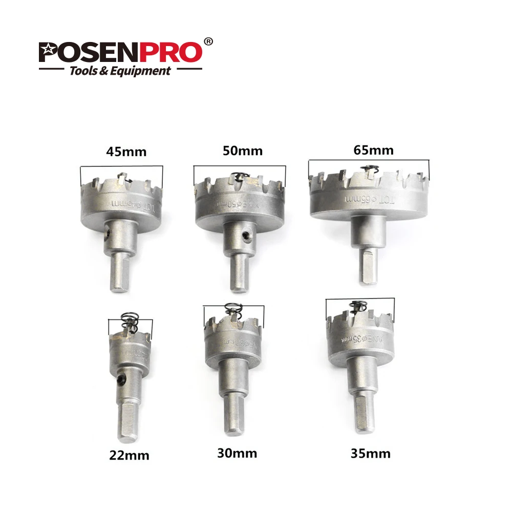 POSENPRO 6 шт. 22-65 мм Кольцевая пила сверло HSS сердечник Металлообработка зубная фреза сплав наконечник открывалка сверление Деревообработка электроинструменты