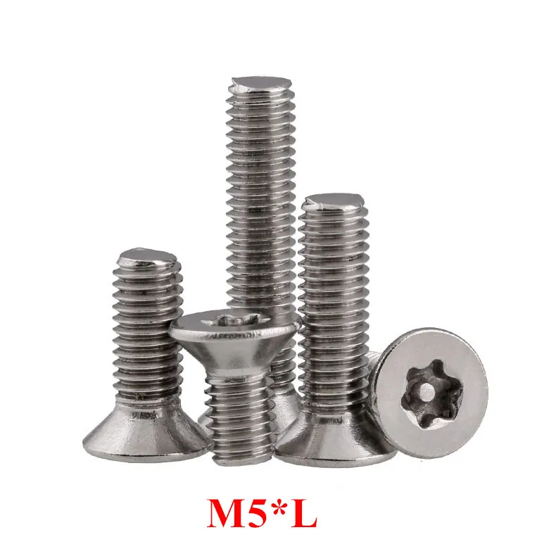 

100pcs M5 Six lobe Flat Head torx machine security screw m5 Inside plum flower belt pillar anti-theft countersunk head screws