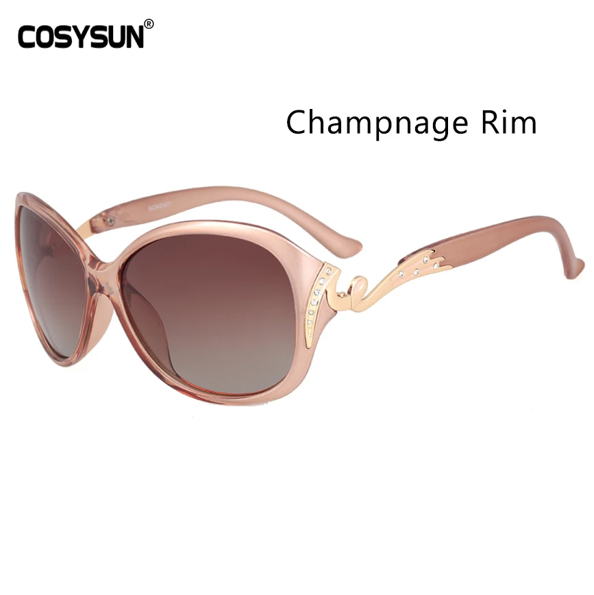 Брендовые стильные модные женские солнцезащитные очки, женские солнцезащитные очки, женские поляризованные солнцезащитные очки UV400, женские брендовые дизайнерские солнцезащитные очки CS0018 - Цвет линз: Champagne Rim