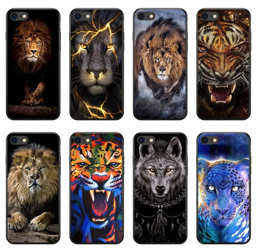 

New Super Fashion Luxury Tiger Lion Animals soft Silicone phone case for iPhone 8 7 6 6S Plus X XS MAX XR 10 5S Coque Shell