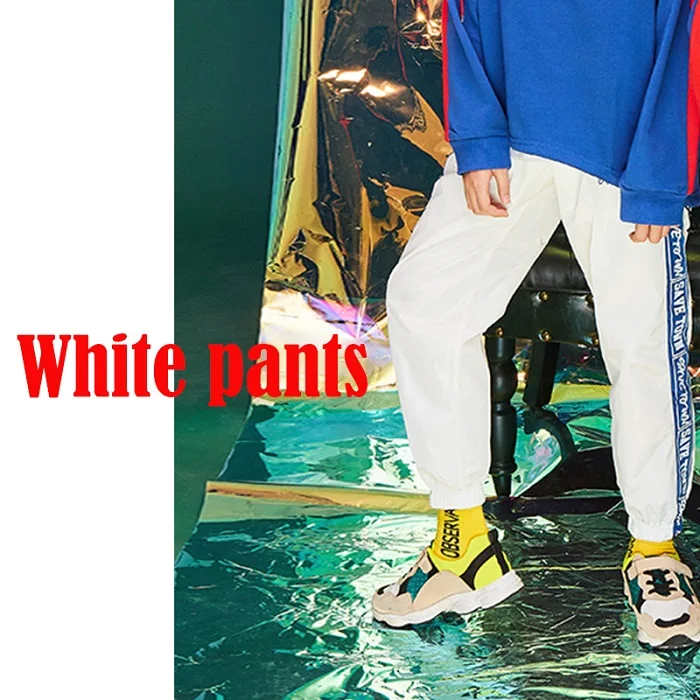 White pants Детская Одежда для танцев в стиле джаз для девочек танцевальный костюм в стиле хип-хоп одежда для уличных танцев унисекс куртка и штаны Одежда для мальчиков DWY1462 - Цвет: White pants