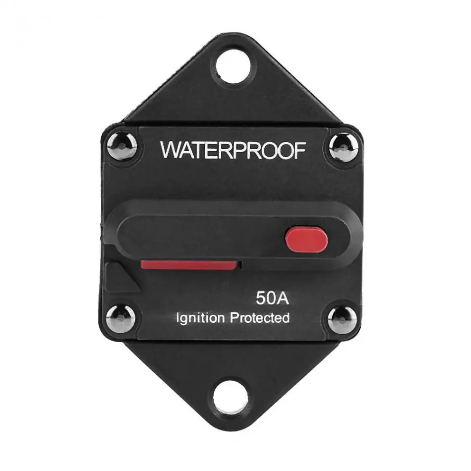 50A Reset Fuseholder Waterproof Amp Circuit Breaker Fuse Inverter with