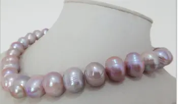 

huge baroque 12-13mm south sea lavender pearl necklace 18"14K Gold Clasp KKK