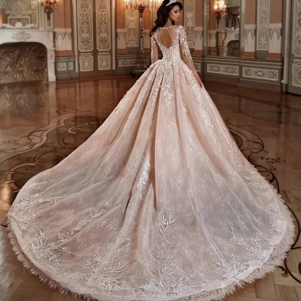 Brautkleid Тюль размера плюс свадебное платье с длинным рукавом роскошный халат de Mariee открытая спина винтажное платье de Mariage Alibaba Китай