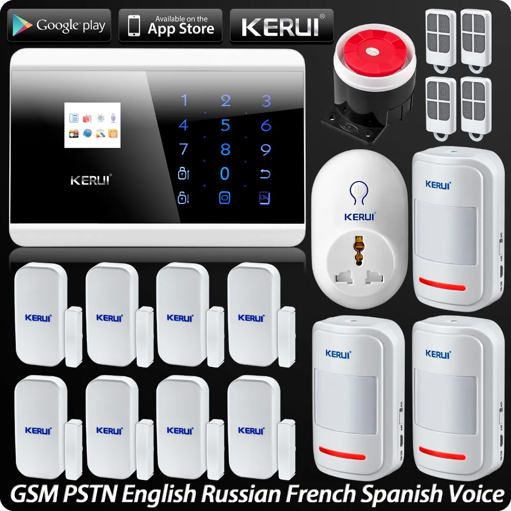 

Wireless Wired GSM PSTN Home Alarm System Android IOS APP Control 99 Wireless Zones Security System SMS Arm/Disarm+Smart Socket
